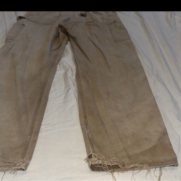Carhartt Duck Bib Overalls Mens 38x32  Brown Double Knee Workwear Carpenter - Picture 9 of 11